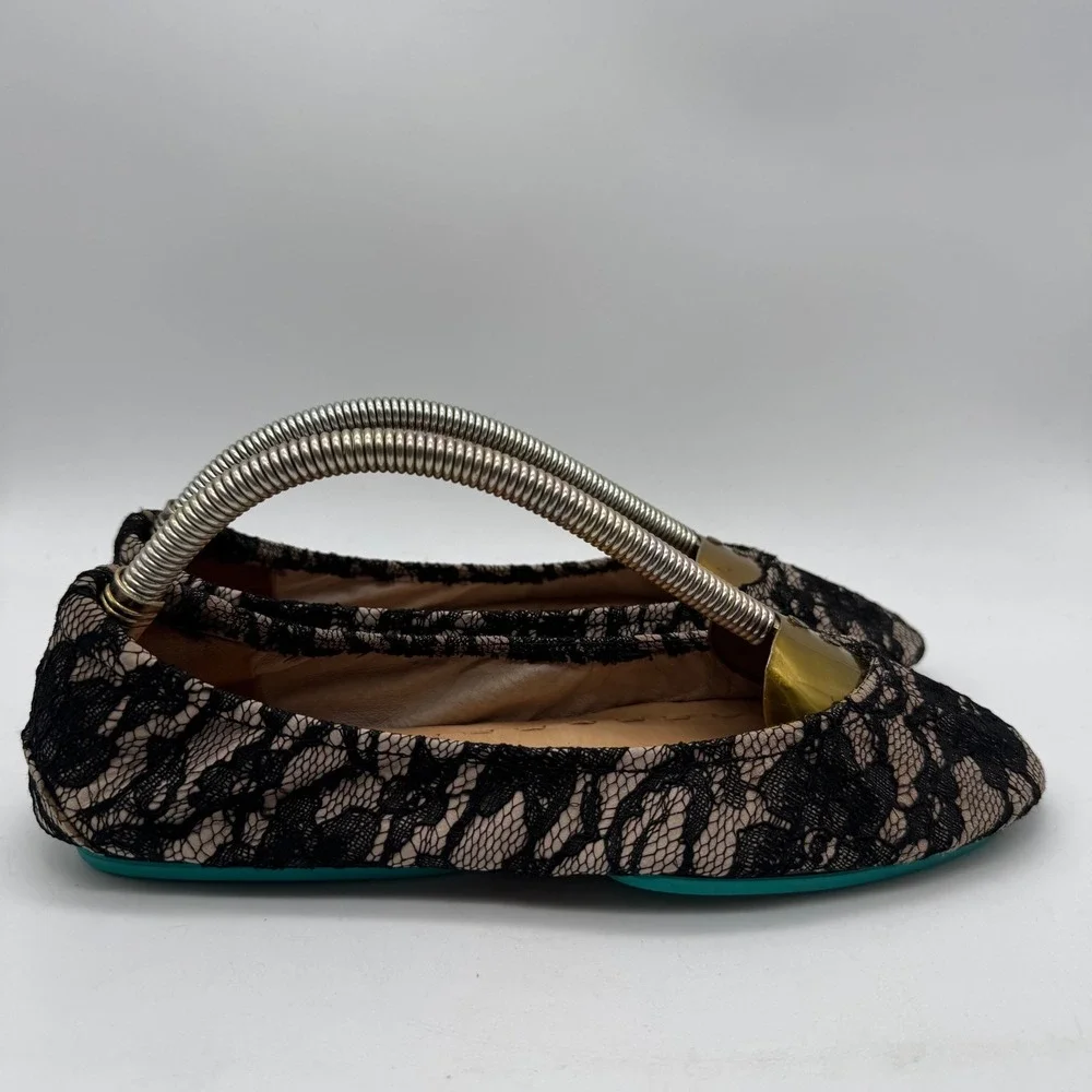 Tieks by Gavrieli Midnight Lace Black Floral Ballet Flats Womens Size 7 Foldable
